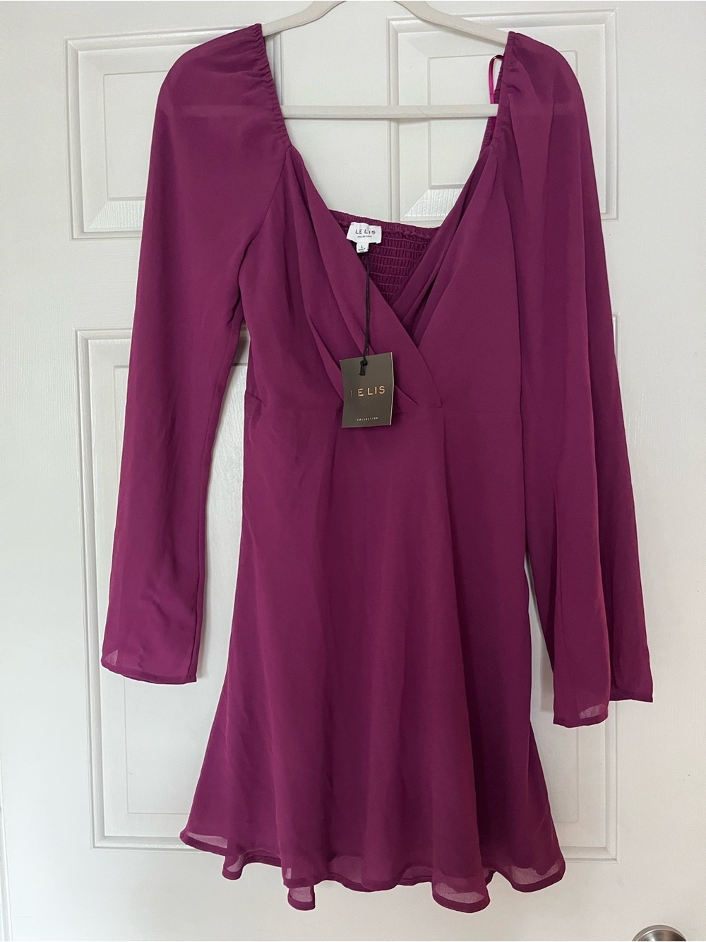 Le Lis Plum Long-Sleeve V-Neck A-Line Dress